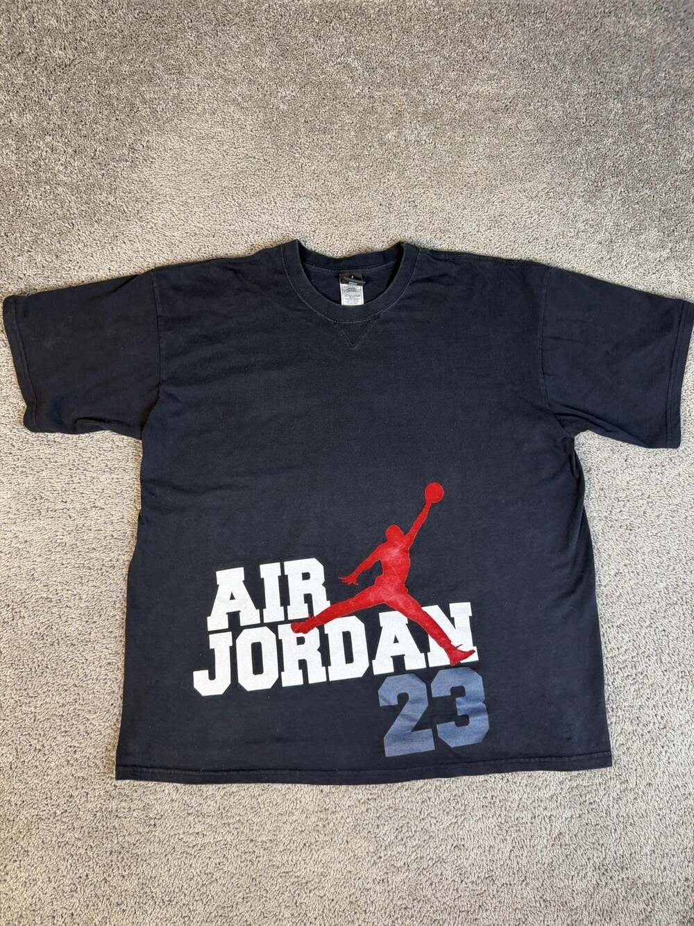 Vintage Jordan Shirt Mens XL Black Air Jordan 23 Felt Jumpman Cotton Y2K